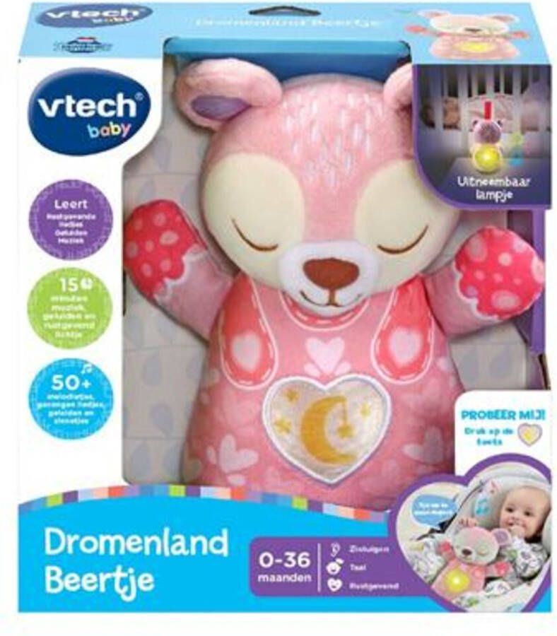 VTech Baby Dromenland Beertje Interactieve Knuffel Educatief Speelgoed Van 1 tot 3 Jaar Roze