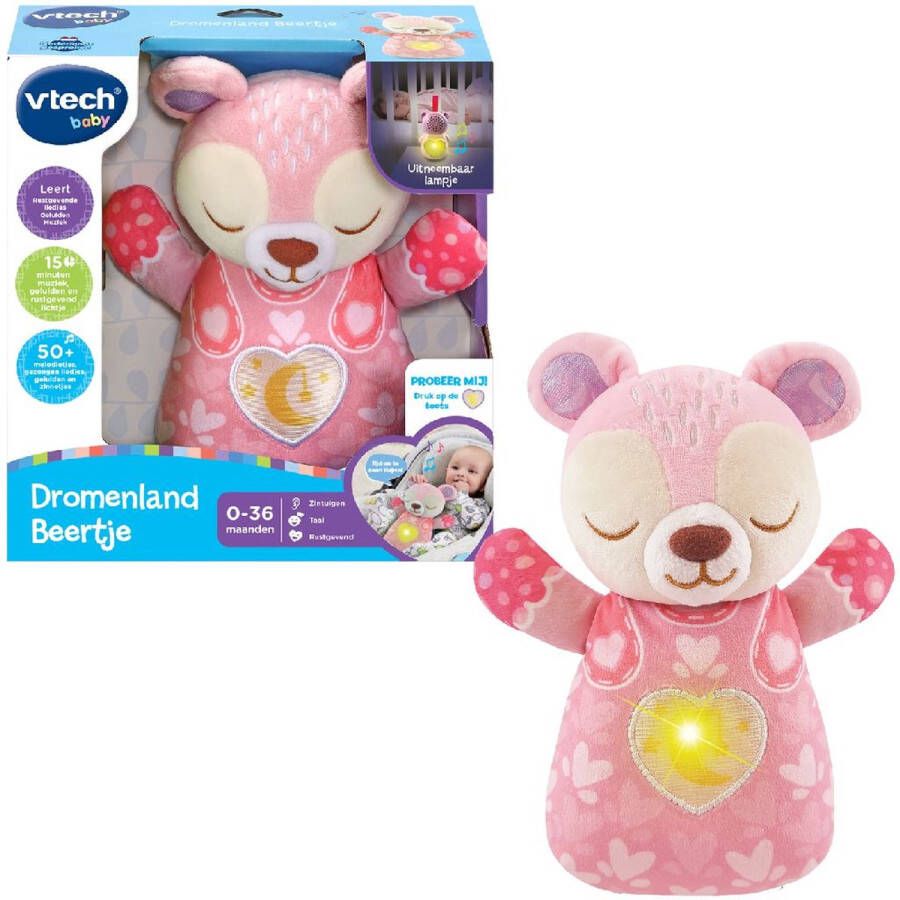 VTech Baby Dromenland Beertje Interactieve Knuffel Educatief Speelgoed Van 1 tot 3 Jaar Roze