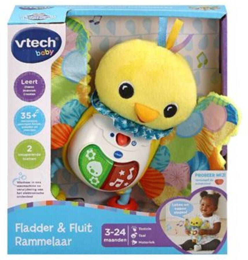 VTech Baby Fladder & Fluit Rammelaar Educatief Speelgoed Muziek en Geluiden Van 3 tot 12 Maanden