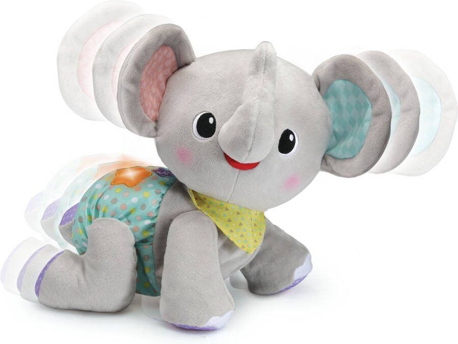 VTech Kruip & Leer Baby Olifant Moedigt Kruipen Aan Interactief Speelgoed Knuffel Leert Cijfers & Kleuren 9 tot 36 Maanden