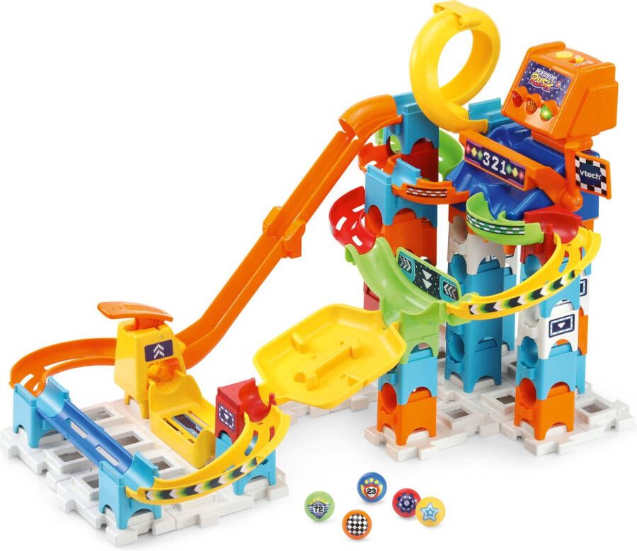 VTech Marble Rush Racing Set Electronic M200E Educatief Speelgoed 73 Onderdelen Inclusief 5 Knikkers met Licht- en Geluidseffecten Vanaf 4 Jaar