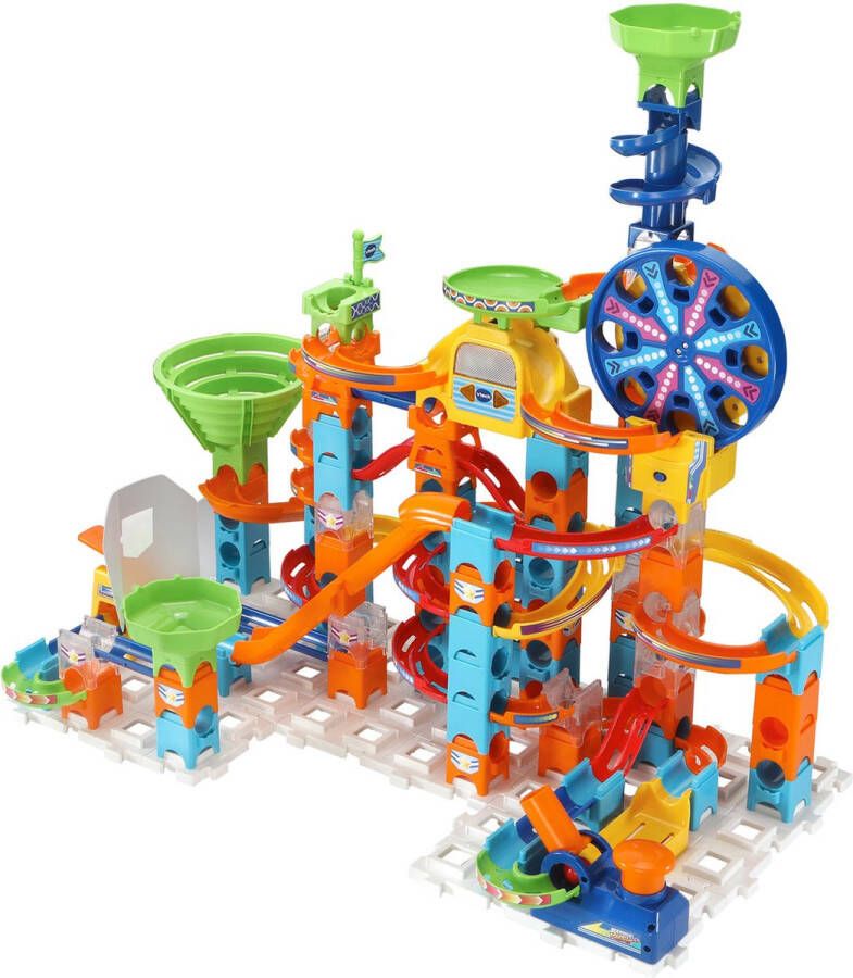 VTech Marble Rush Ultimate Set Elektronisch XL100E Speelgoed Knikkerbaan 128 Onderdelen Inclusief 10 Knikkers met Licht- en Geluidseffecten Vanaf 3 tot 12 Jaar