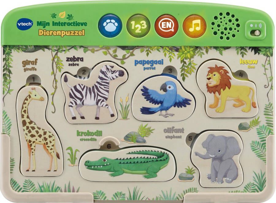 VTech Mijn Interactieve Dierenpuzzel Educatief Speelgoed Puzzel Maak Kennis met Dieren Kleuren Cijfers en Tellen 1.5 tot 3 Jaar