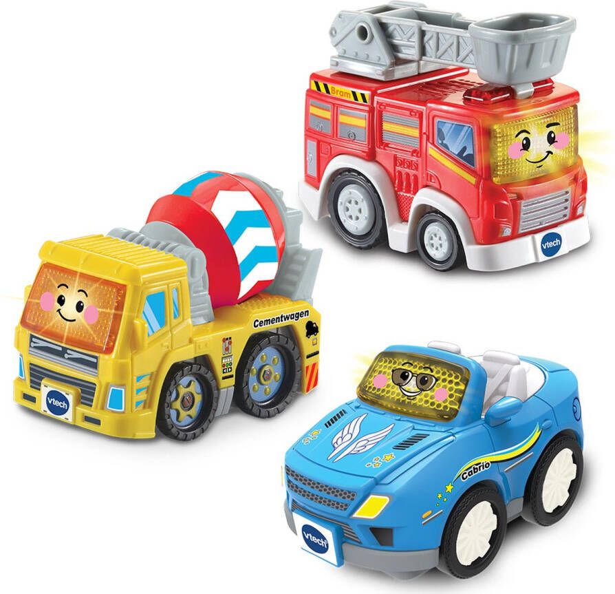 VTech Toet Auto's Trio Pack Collin Cabrio Sepp Cementwagen Bram Brandweer Speelfiguur Speelgoed Auto Interactief Babyspeelgoed Vanaf 1 jaar