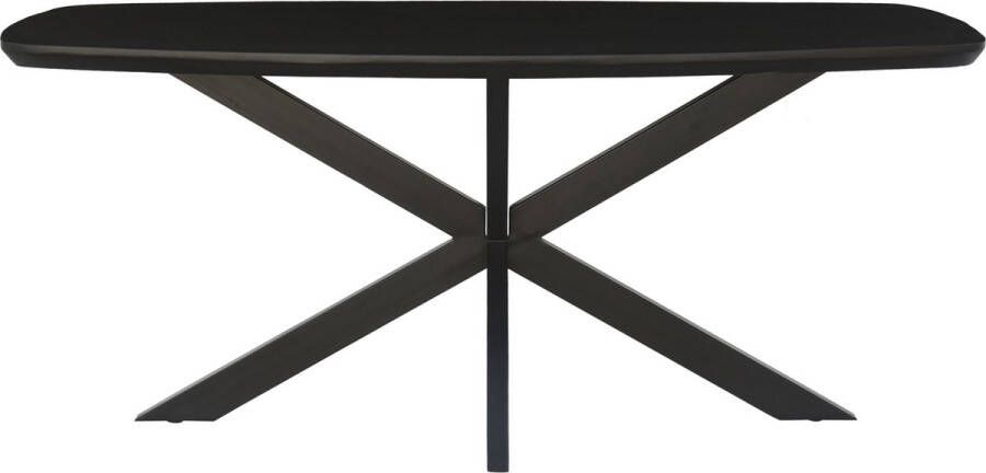 Livingfurn Eetkamertafel Jesper Danish Oval Black 180cm Mangohout Gecoat Staal
