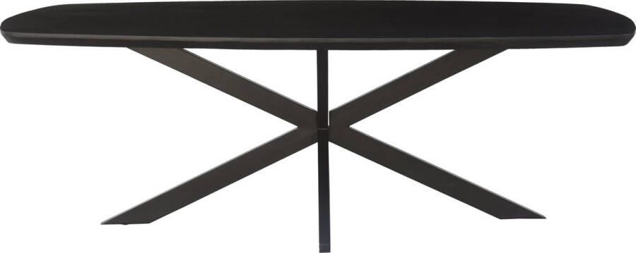 Livingfurn Eetkamertafel Jesper Danish Oval Black 210cm Mangohout Gecoat Staal