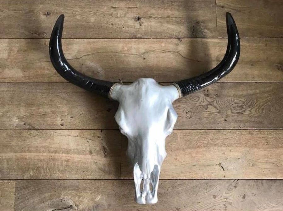 Vtw Living Dierenschedel Skull Buffelschedel Dierenhoofd Wanddecoratie Zilver 74 cm