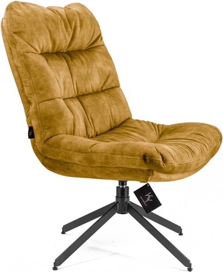 Vtw Living Draaifauteuil draaistoel stoel design stoel fauteuil relaxstoel zitmeubel loungestoel lounge geel gold 94 cm breed