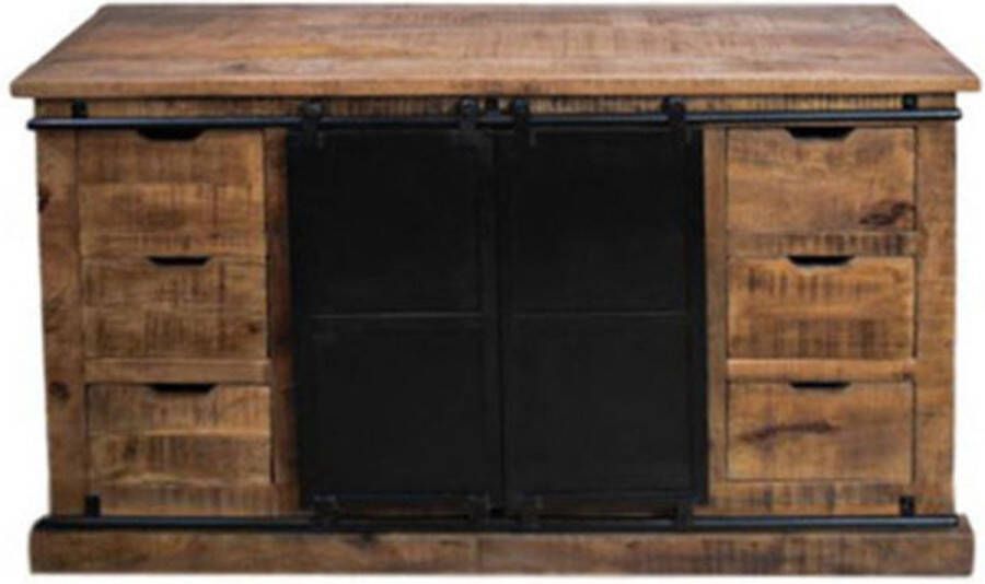 Vtw Living Dressoir Sideboard Kast Kasten Mangohout Opbergkasten met Deuren Opbergkast Industrieel 140 cm breed