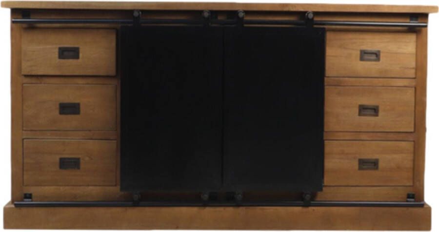 Vtw Living Dressoir Sideboard Kast Kasten Teakhout Opbergkasten met Deuren Opbergkast Industrieel 180 cm breed