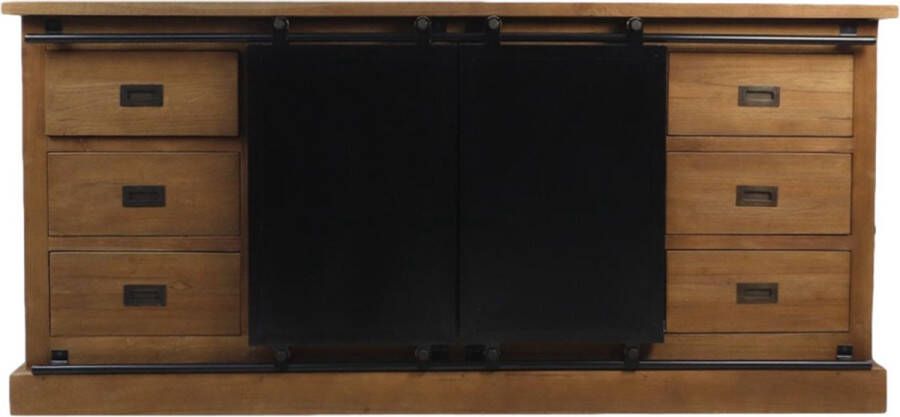 Vtw Living Dressoir Sideboard Kast Kasten Teakhout Opbergkasten met Deuren Opbergkast Industrieel 220 cm breed