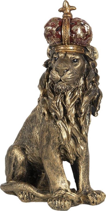 Vtw Living Leeuw Dierenbeeld Tuinbeeld Beeldje Beeld Goud Brons 38 cm hoog
