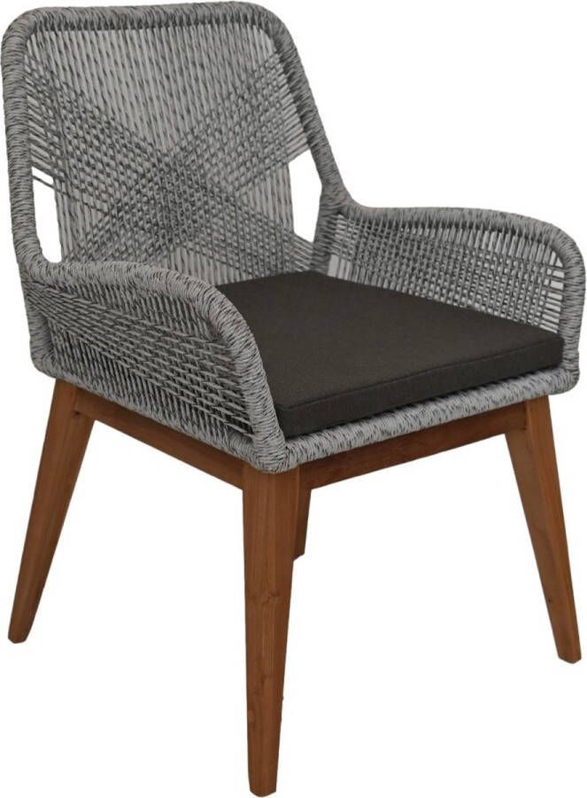 Vtw Living Luxe Tuinstoel Coco met Kussen 60x64x87 Grijs Naturel Teak Bananenblad