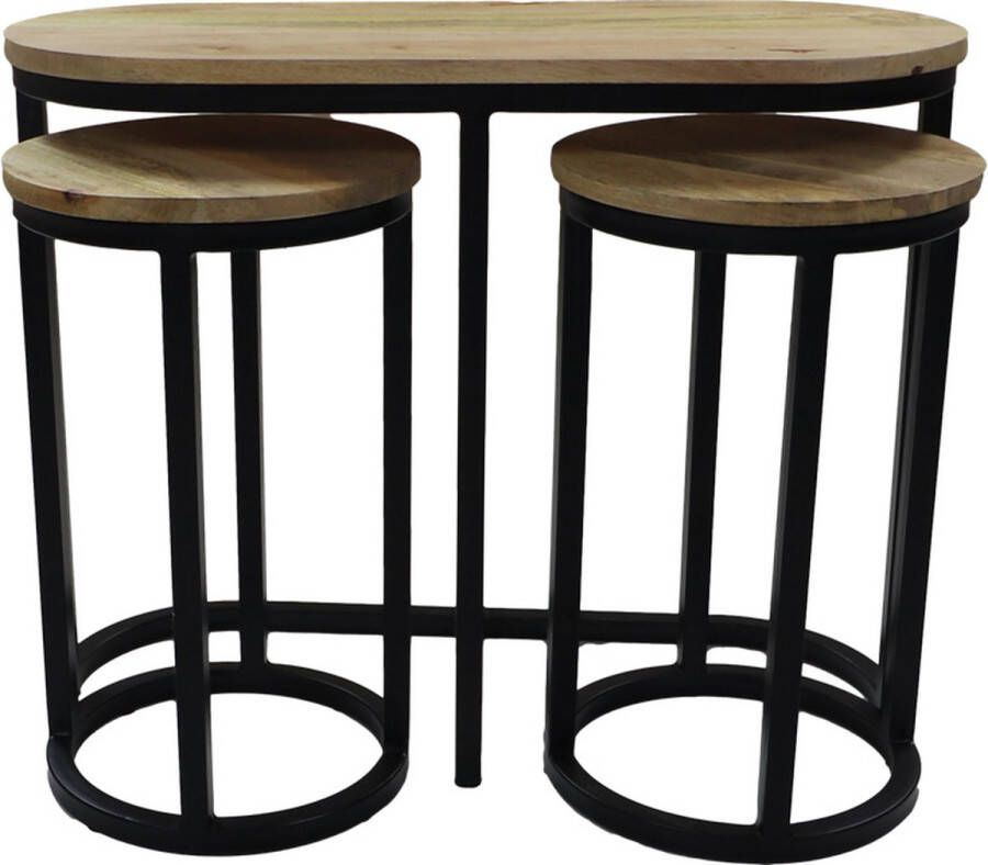 Vtw Living Sidetable Mangohout Sidetable Zwart Sidetable Industrieel Sidetables Sidetable Hout 75 cm