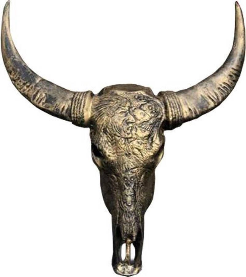 Vtw Living Skull Buffelschedel Dierenschedel Longhorn Wanddecoratie Muurdecoratie Longhoorn Skull Buffalo Skulls Brons 68 cm breed
