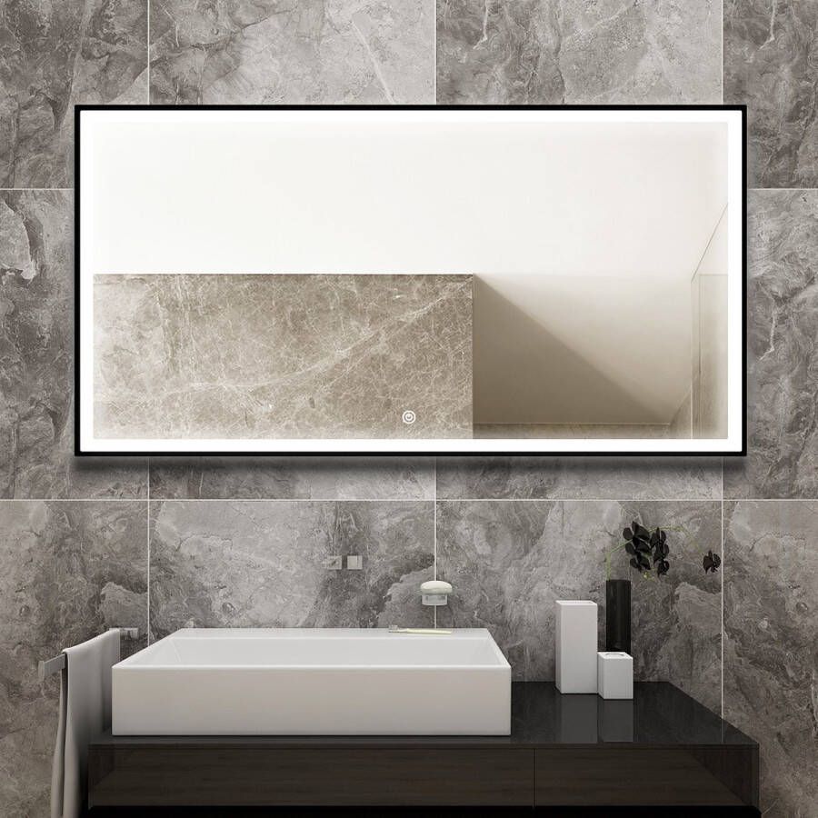 Vtw Living Spiegel met Verlichting Badkamerspiegel Wandspiegel Spiegels LED Anti Condens 120 cm x 75 cm