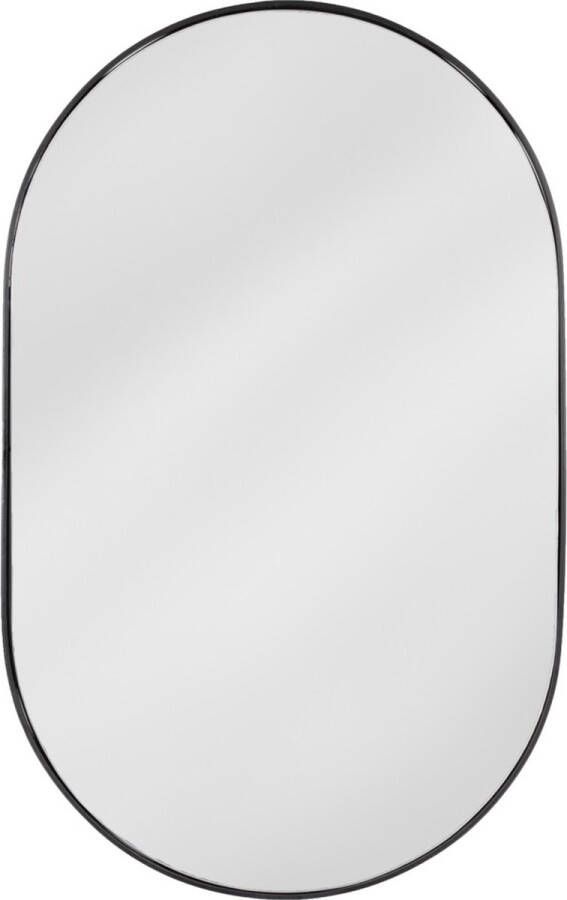 Vtw Living Spiegel Ovaal met Zwarte Rand Ovale Spiegel Passpiegel Metaal 50 x 80 cm