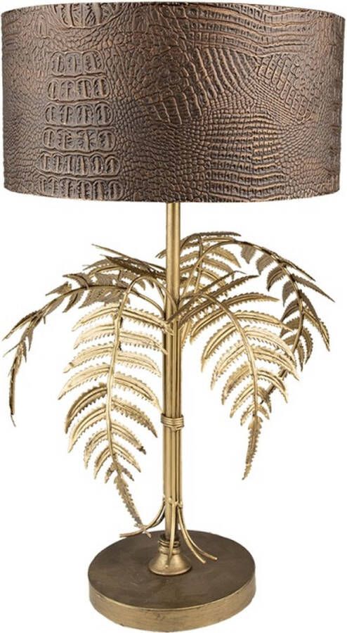 Vtw Living Tafellamp Ø 25x42 Cm Bruin Ijzer Bladeren Bureaulamp Tafellampen Lamp Slaapkamer Woonkamer Goud 42 cm