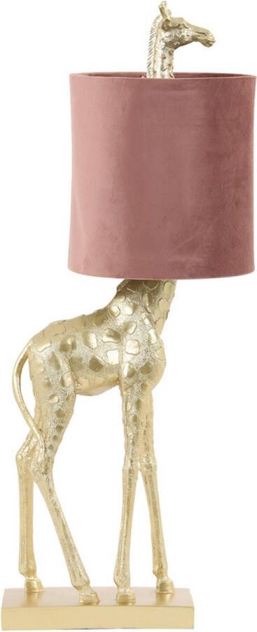 Vtw Living Tafellamp Lamp Slaapkamerlamp Bureaulamp Giraffe Goud Roze 68 cm hoog