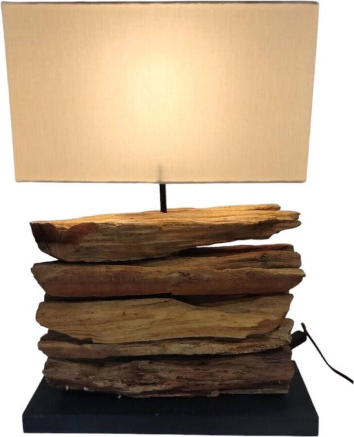 Vtw Living Tropisch Houten Tafellamp Slaapkamer & Woonkamer Verlichting 40x 16 x 46 cm