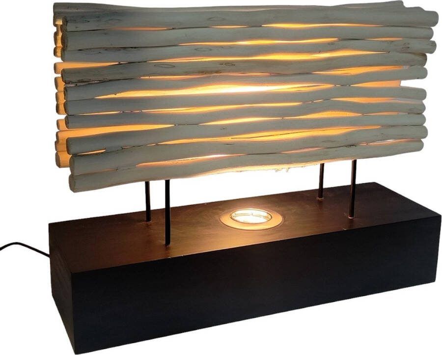 Vtw Living Tropisch Houten Tafellamp Slaapkamer & Woonkamer Verlichting 50 x 16 x 38 cm