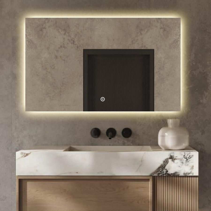Vtw Living Badkamerspiegel met Verlichting Anti Condens Verwarming Badkamerspiegel Badkamerspiegels 120 x 80 cm