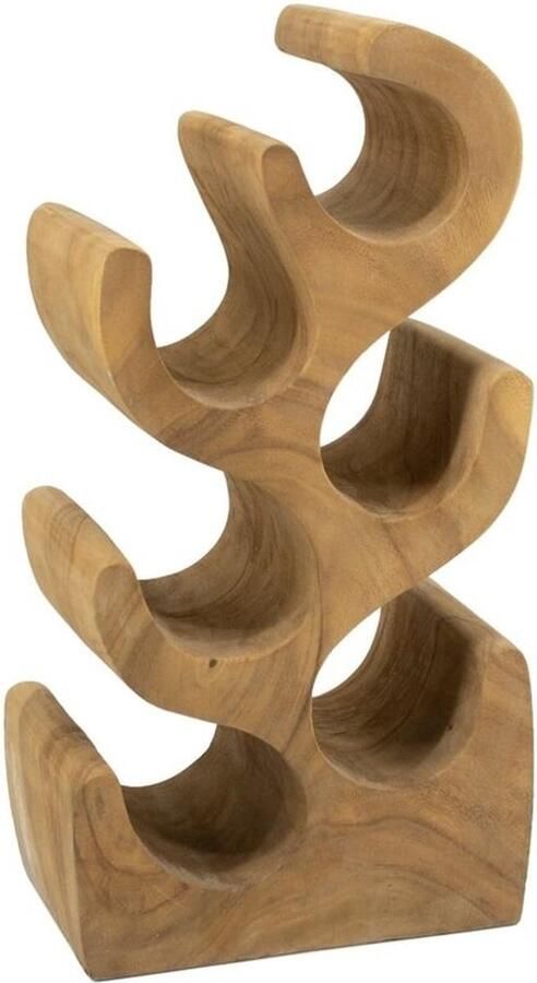 Vtw Living Wijnrek van Teakhout Wijnrekken 6 flessen Wijn Rek Hout Bruin 20 x 15 x 50 cm hoog