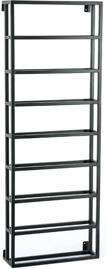 Vtw Living Wijnrek 8 Wijnflessen Wijn Wandrek Hangend Wijnrek Wand Hangend Industrieel Metaal Zwart 74 cm breed