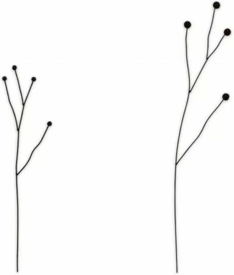Vtwonen Vt wonen iron twigs round leaves black set