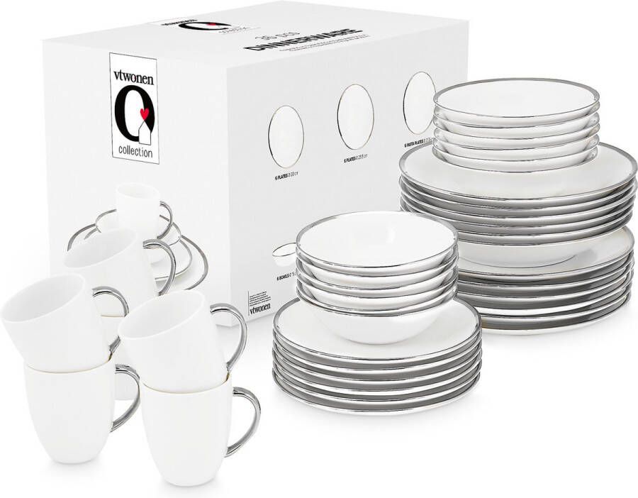 Vtwonen Raw Serviesset 36-delig Wit|zilver