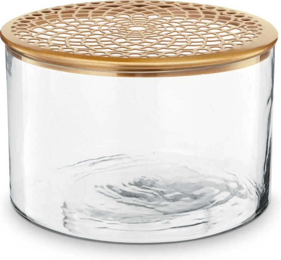 Vtwonen Glazen Vaas met Gouden Deksel Woondecoratie Ø 20cm