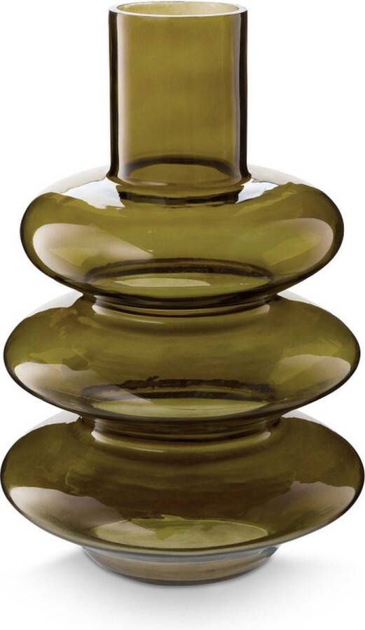 Vtwonen Glazen Vaas voor Bloemen Woondecoratie Groen Glas