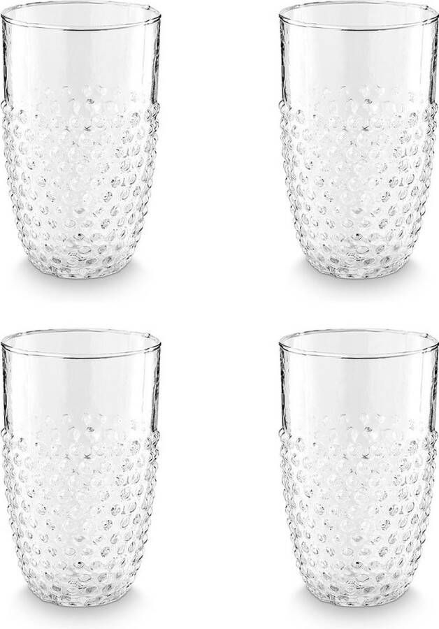 Vtwonen Longdrinkglazen Dots Glazen Set van 4 Drinkglazen Servies 400 ml