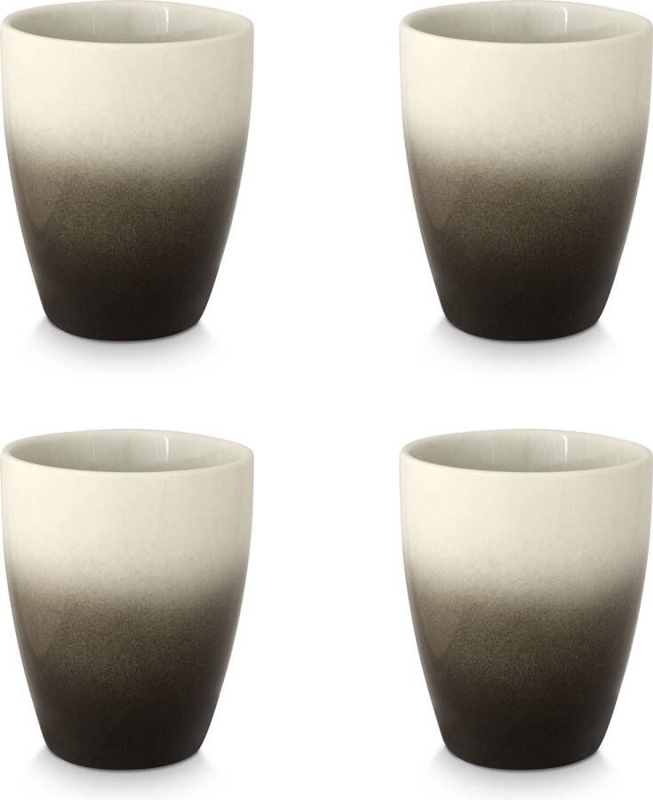 Vtwonen Mokken zonder Oor Mok Set van 4 Bekers Servies Zwart Gradient 400 ml