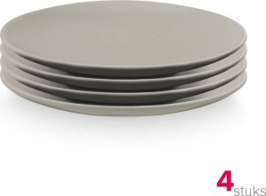 Vtwonen Ontbijtborden Set van 4 Porselein Mat Grijs Ø20cm