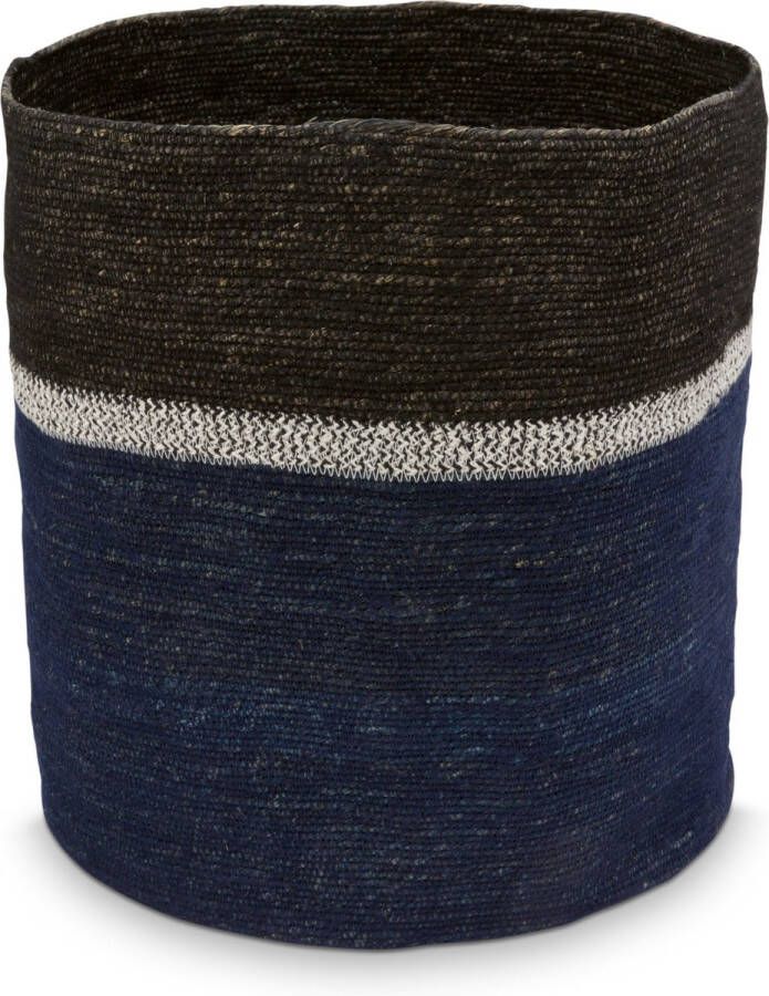 Vtwonen Opbergmand Katoen Zwart-Donkerblauw 36x38cm