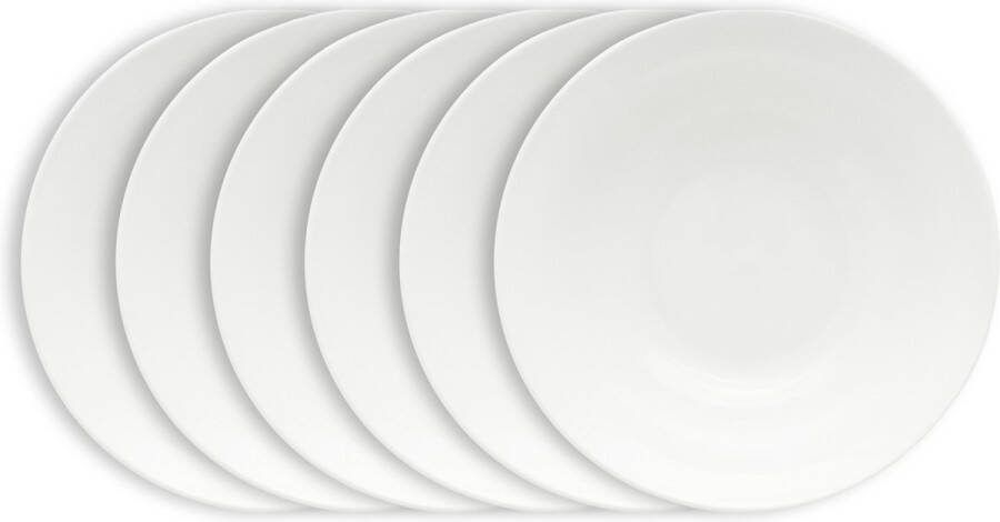 Vtwonen Pastaborden Serviesset Wit Diepe Borden Bordenset van 6 25.5cm