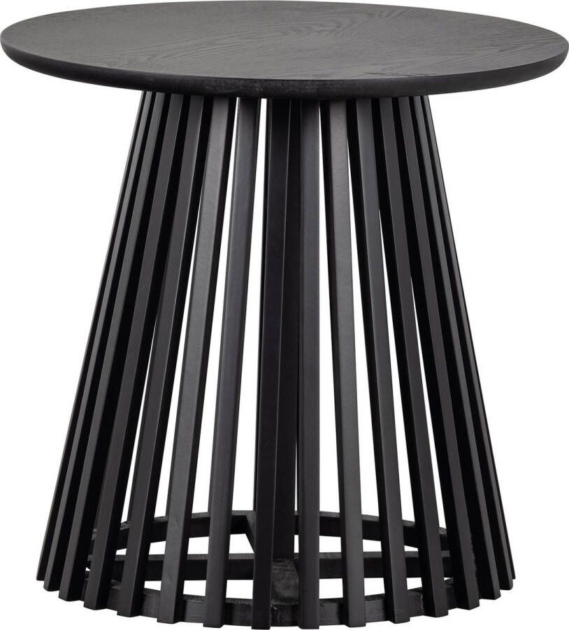 Vtwonen Bijzettafel Slats Grenenhout 50cm Zwart Rond