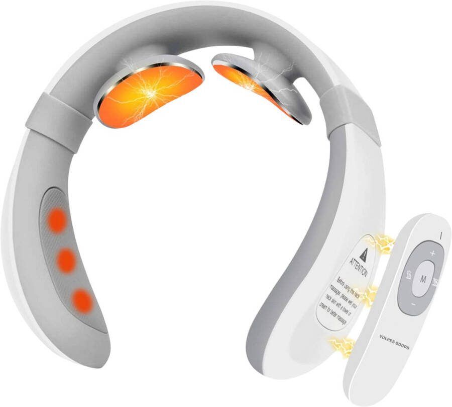 Vulpes goods Nekmassage Apparaat met Infrarood – Massagekussen Massageapparaat 6 Verschillende pulse massages & 15 intensiteitsniveaus Massageapparaat – Pulse technologie Incl. Afstandsbediening PRO versie