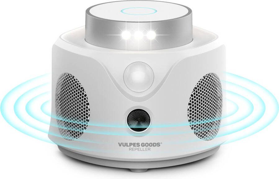 Vulpes goods Verjager Ultrasonische Muizenverjager Ongedierte Verjager Voor Binnen Diervriendelijk Muizen en Insecten Bestrijding Diervriendelijke Muizenval 360 Graden Bescherming Pest Repeller MAX versie Wit