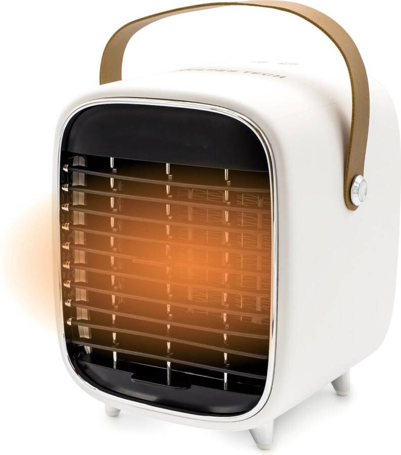 Vulpes goods Vulpes Tech Elektrische Kachel Plus Elektrische Verwarming voor Binnen Ventilatorkachel 3 Standen 1100W LED Indicatie Wit Incl. schoonmaakdoek