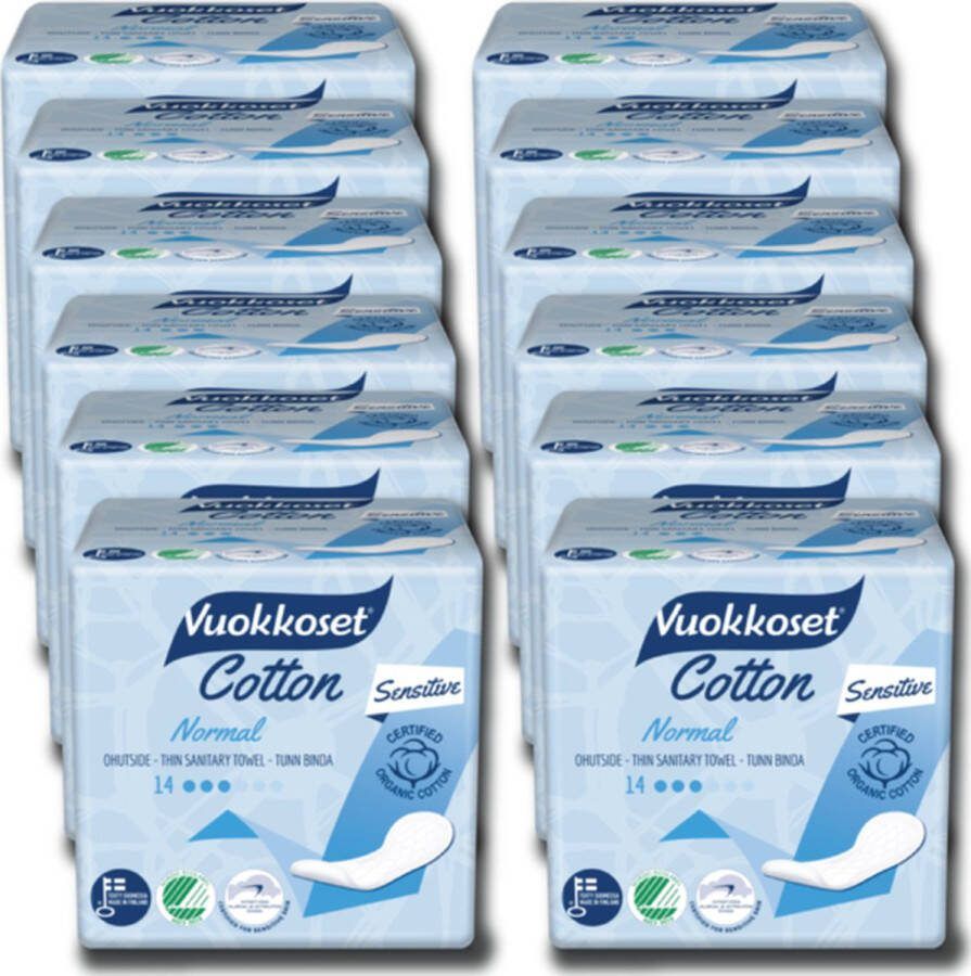 Vuokkoset Voordeelpakket maandverband organisch katoen 12 x 14 stuks