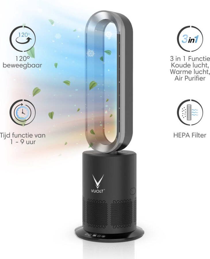 Vuolt Luchtreiniger Luchtreinigers Air Purifier Met Hepa Filter Torenventilator 3 in 1