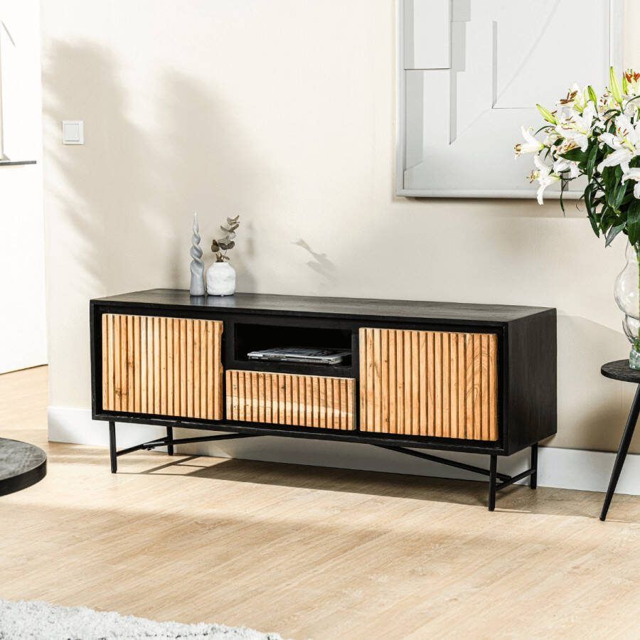 Vurna Haki tv-meubel 140cm naturel|zwart