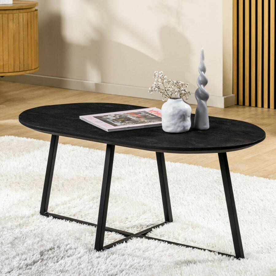 Vurna Kaya ovale salontafel 90x45cm zwart