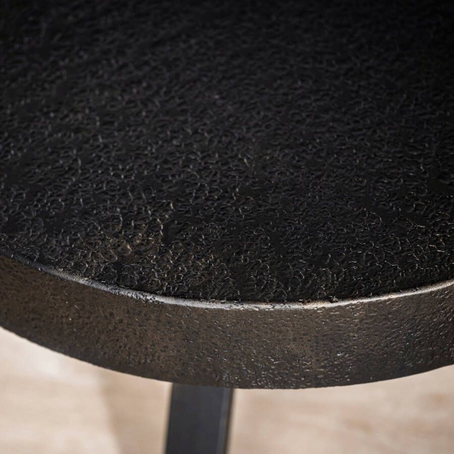 Vurna Ties salontafel rond 74 cm massief blad zwart staal