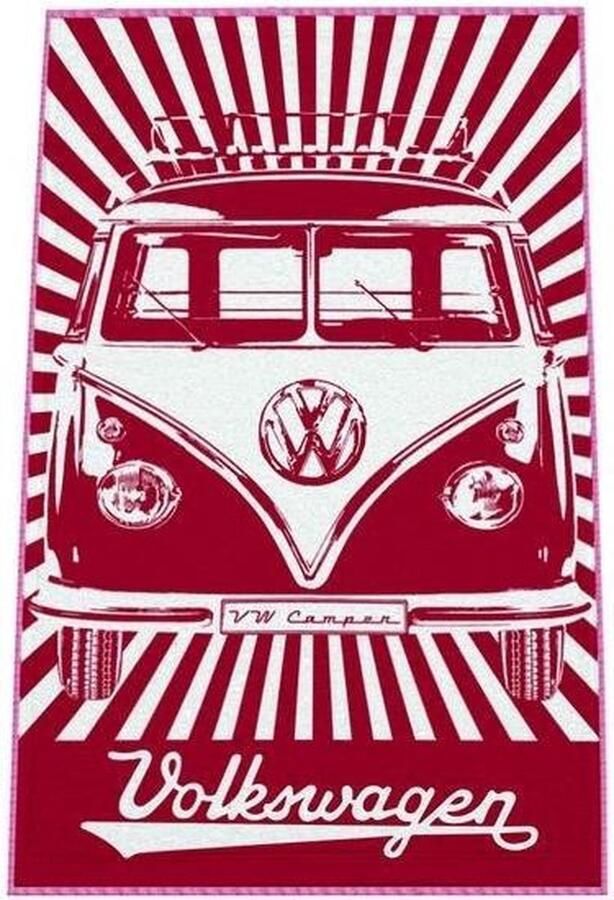 VW Collection T1 Bulli Strandlaken 160 x 90 cm Rood Wit