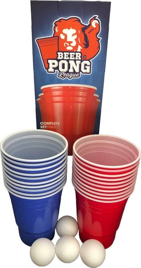 W Bierpong set Beerpong set Beer pong 20 bekers + 4 ballen red cups blue cups