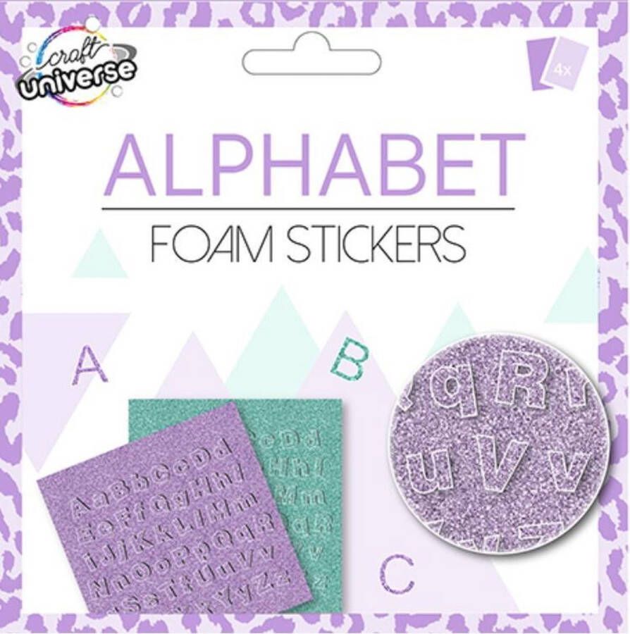 W&O Stickervellen Alphabet 15 X 15 Cm Eva Paars 2 Stuks