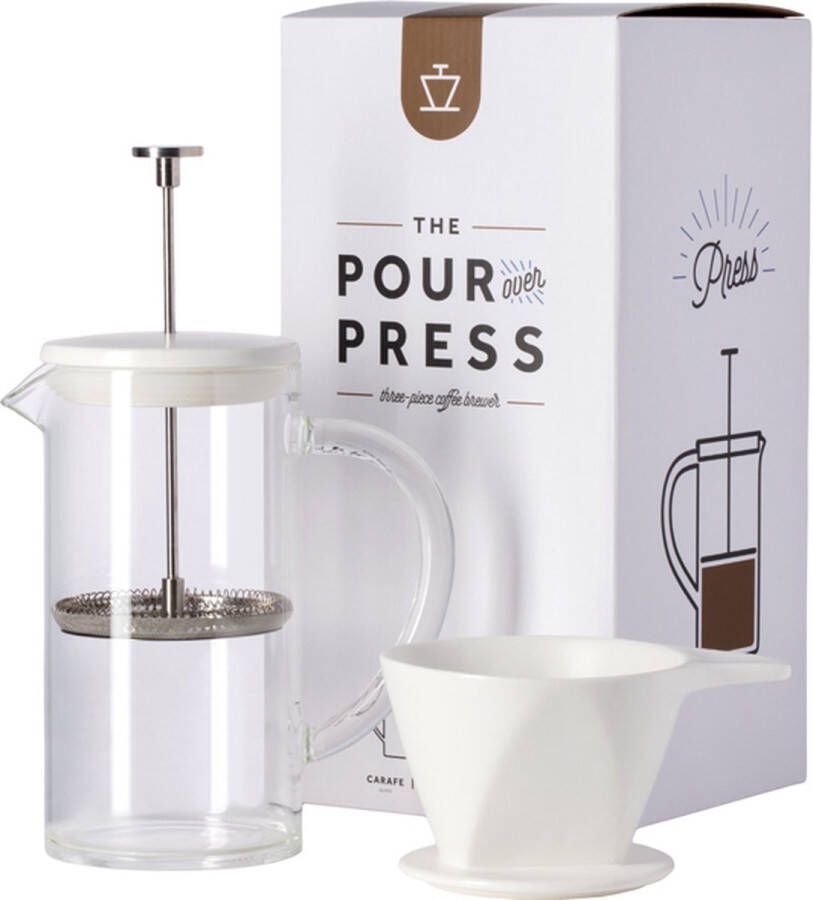 W&P Design Pour Over Press + Dripper Cafetière + Koffie Filter Wit